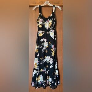 Tuchuzy Black Floral Tiered Ruffle Maxi Dress